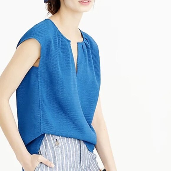 J. Crew Honeycomb Cocoon Top in Blue - Picture 1 of 5